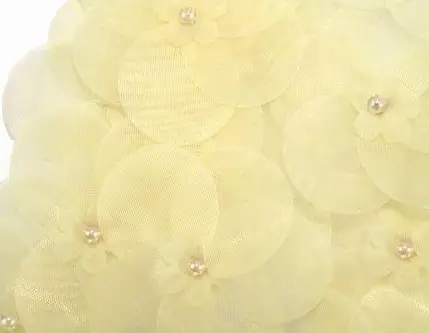Ruža organza 2D s perličkou 40mm/žltá
