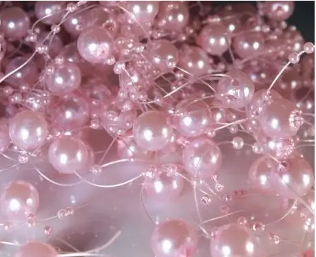 Perličky na silikóne guličky 13mmx130cm/ružové svetlé