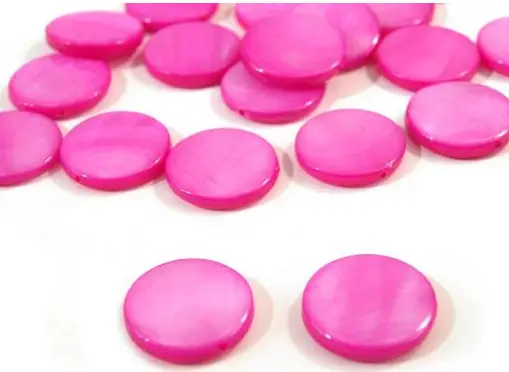 Korálky perleťové placky 15mmx 20ks/ružové