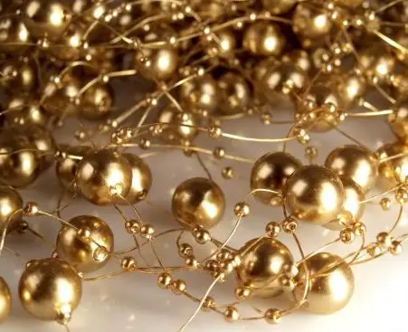 Perličky na silikóne guličky 13mmx130 cm/zlaté