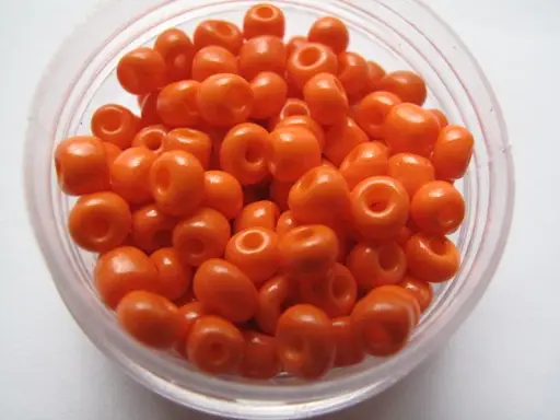 Korálky sklenené rokajl 4mmx14g/oranžové mliečne