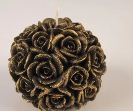 Sviečka dekoračná rose guľa 70mm/zlatá tmavá