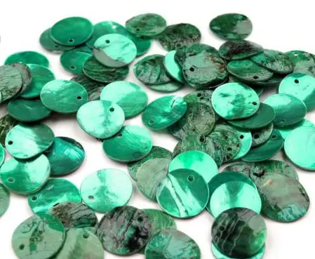 Korálky perleťové peniažky 15mmx 80ks/smaragdové