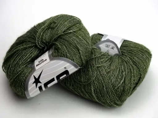 Pletacia priadza Ice Silk Merino 57858/army zelený melír