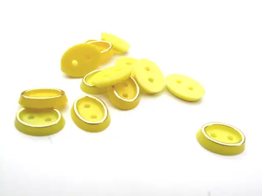 Gombík dvojdierkový košeľový oválik 7x10mmx 10ks/zlato- žltý citrón
