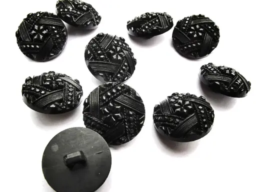 Gombík SP dizajn krajkový kvet 22mm/čierny lesklý