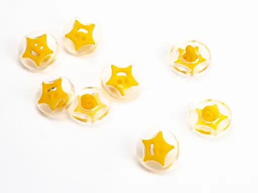 Gombík detský SP hviezdička 14mm/transparent- žltý slnečnicový
