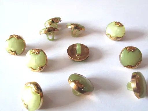 Gombík detský SP 14mmx 10ks/zlato- zelený