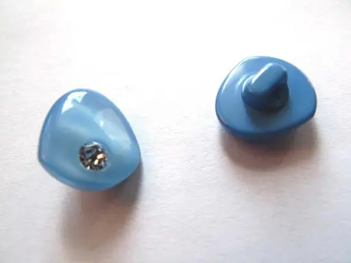 Gombík SP oválny s kamienkom 14x15mm/kryštal- modrý svetlý