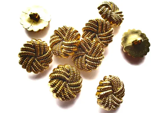 Gombík SP spletaný kvet 22mm/starozlatý