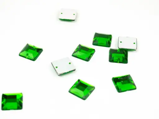 Kamienky plastové našívacie štvorce 12x12mmx 20ks/trávové zelené