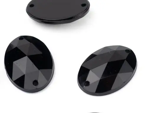 Kamienky plastové našívacie ováliky 13x18mm x 20ks/čierne