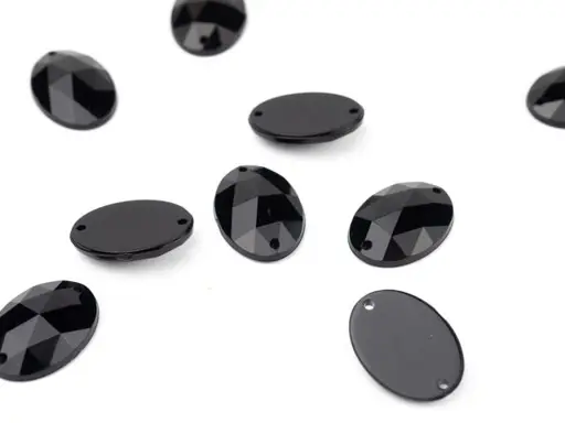 Kamienky plastové našívacie ováliky 13x18mm x 20ks/čierne