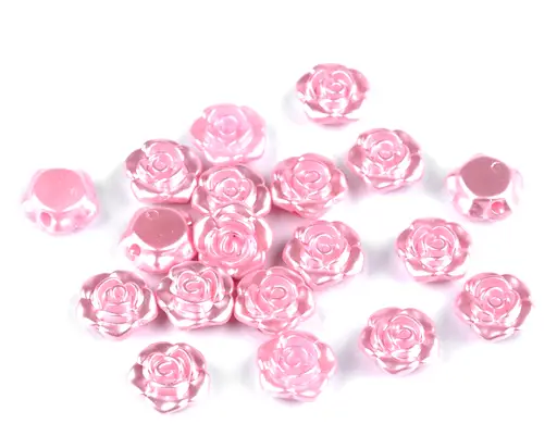 Korálky plastové voskované ružičky 13mmx 20ks/ružové