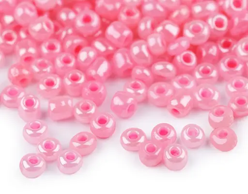 Korálky sklenené rokajl perleťové 4mmx 50g/ružové detské