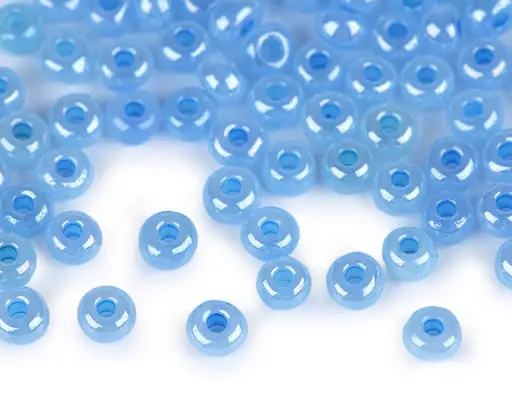 Korálky sklenené rokajl perleťové 4mmx 50g/svetlomodré