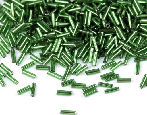 Korálky sklenené rúrky 6mmx 50g/zelené trávové