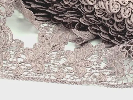Krajka vzdušná ornamentálne listy 80mm/ružovohnedá svetlá