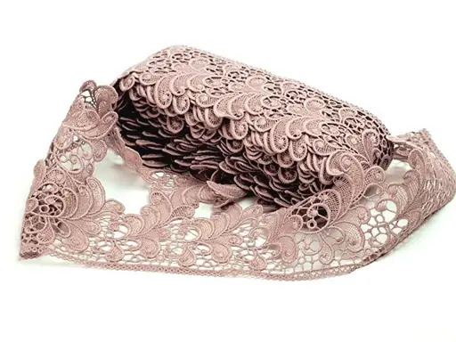 Krajka vzdušná ornamentálne listy 80mm/ružovohnedá svetlá