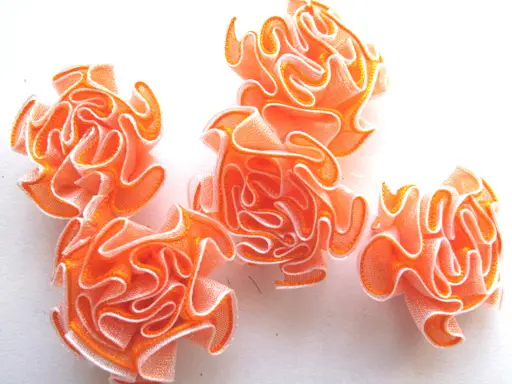 Aplikácia ruža organza dvojfarebná 35mm/bielo- oranžová