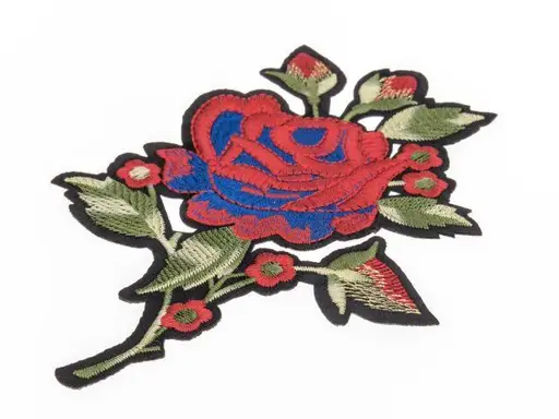 Nažehľovačka vyšívaná s lurexom ruže 105x148mm/olivovo- zlato- navy- červená