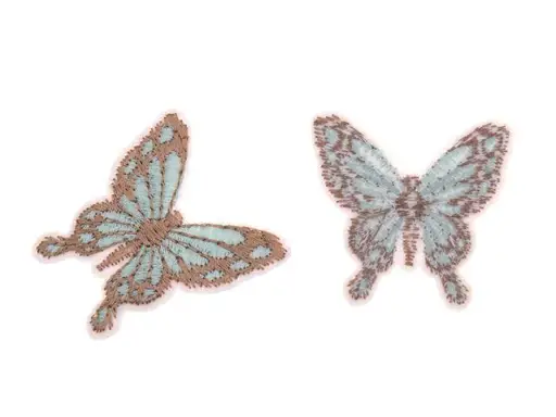 Nažehľovačka vyšívaná motýľ  50x50mm/mentolovo- karamelová tmavšia