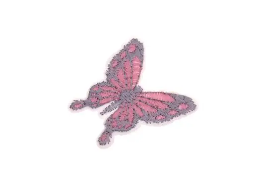 Nažehľovačka vyšívaná motýľ  50x50mm/ružovo- šedá