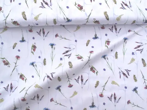 Bavlnené plátno obliečkovina poľné kvety/bordovo- modro- olivovo- biele
