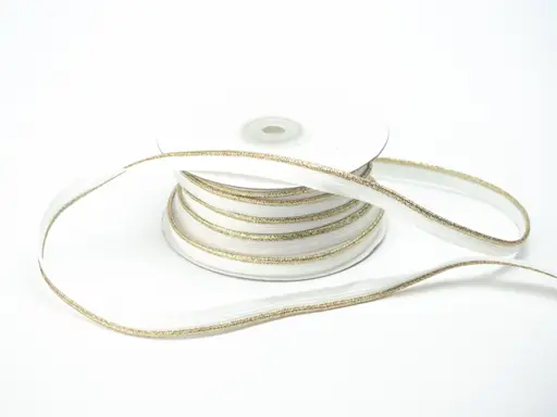Paspulka polyesterová Metalic 10mm/bielo- zlatá