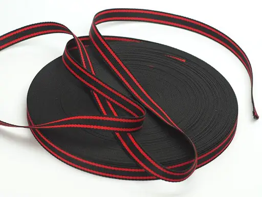 Popruh brašnársky pruhy 20mm/červeno- čierny