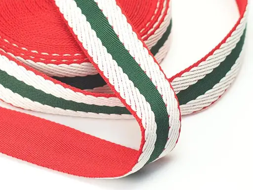 Popruh brašnársky lampas 40mm/červeno- machovo zeleno- biely