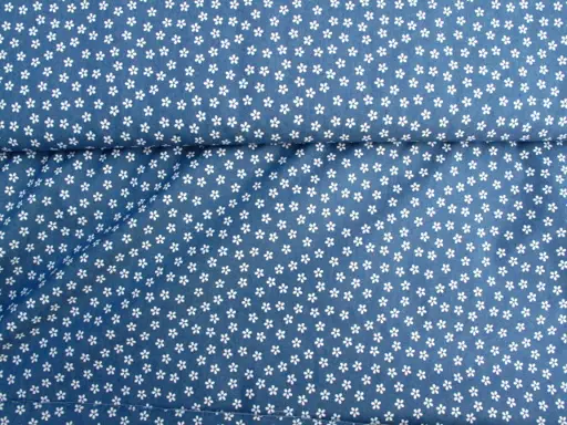 Riflovina košeľová pevná minikvietky 22011/bielo- svetlomodro - indigo modrá