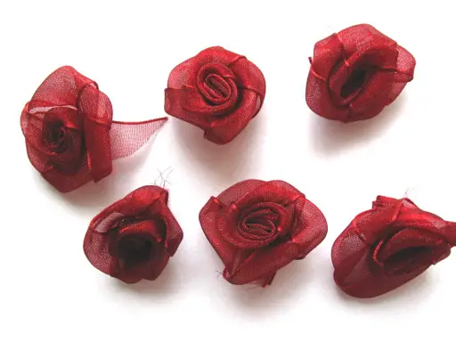 Aplikácia ruža organza 25mm/bordová tmavá
