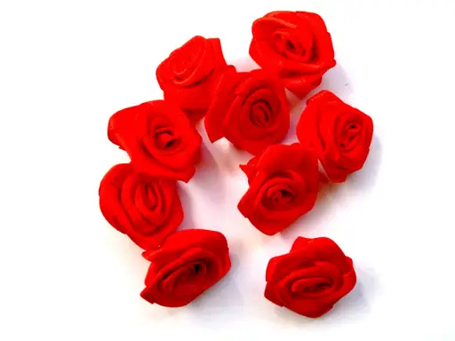 Aplikácia ruža saténová 25mmx5ks/červená