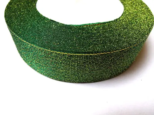 Stuha brokátová 25mmx 5m/zlatozelená