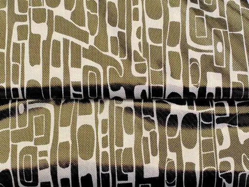 Úplet Polyester elastický lakovaný 1191/čierno- bielo- zlatý