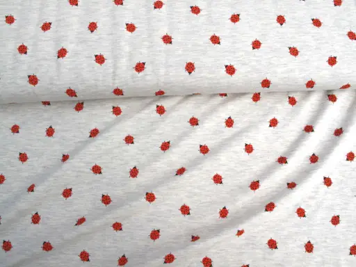 Úplet Bavlna elastický melanž lienky/červeno- čierno- maslovošedý