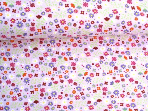 Úplet Bavlna elastický minikvietky 17731/fuksiovo- limetkovo- ružový svetlý