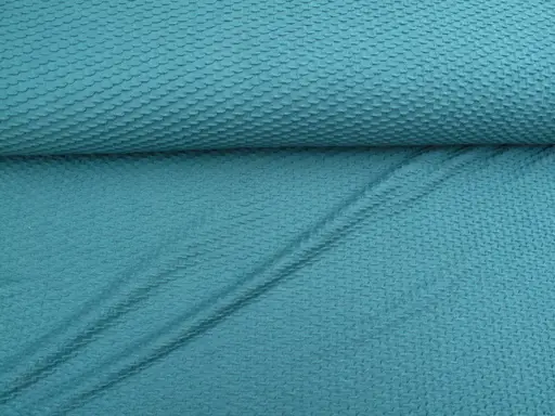 Úplet Žakar bavlnený elastický mriežka 09049/petrolejový zelený