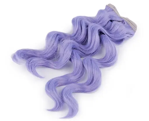Vlasy pre bábiku vlnité 25x100cm/fialkové modré