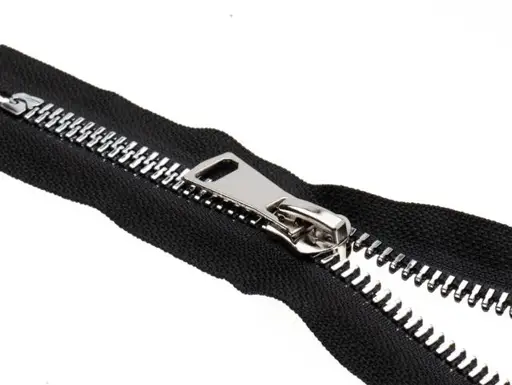 Zips ozdobný kostený nedeliteľný metalové zúbky 8mmx 16cm/strieborno - čierny