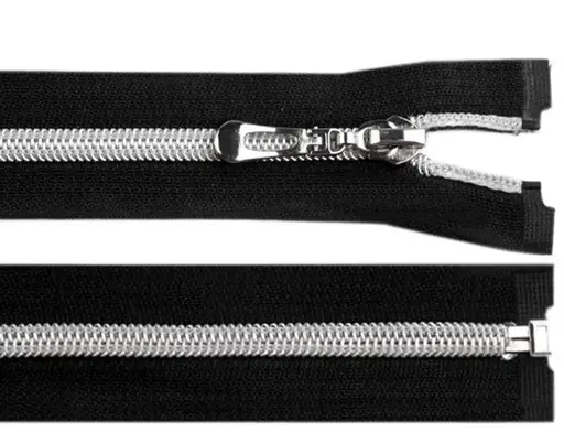 Zips ozdobný špirálový deliteľný ozdobné tiahlo 7mmx 60cm/strieborno- čierny