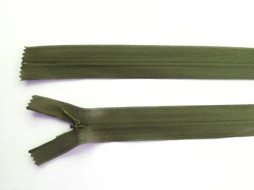 Zips skrytý dederón 40cm 263/army zelený