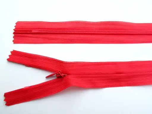 Zips skrytý dederón 22cm/červený jasný
